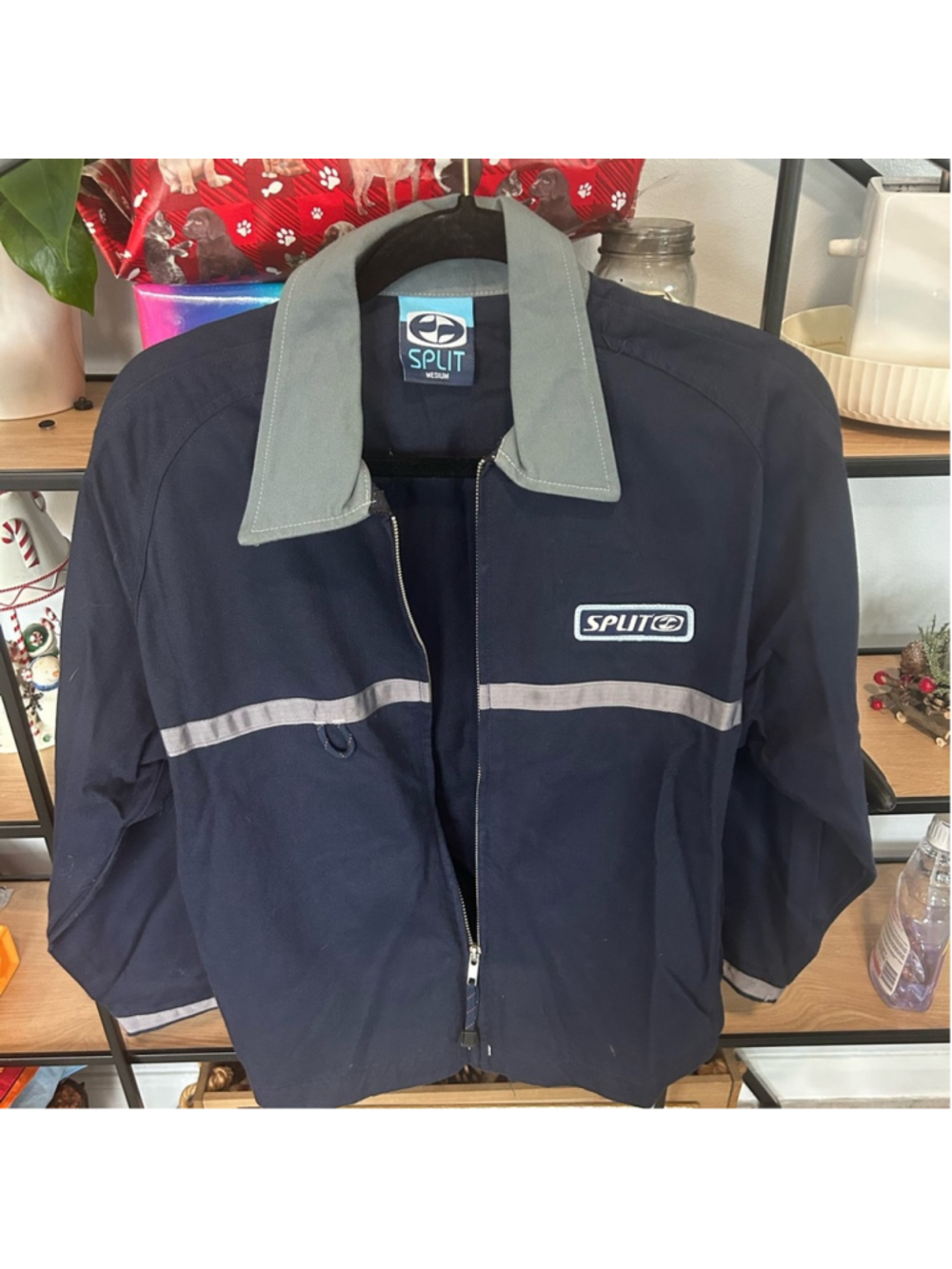 Split youth ( smaller woman) Navy and Gray Jacket